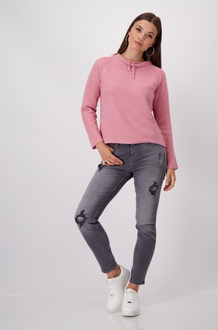 MONARI Ribbed jumper with drawstring Pink 3