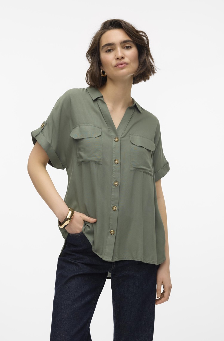 VERO MODA VMBUMPY srajca s kratkimi rokavi Zelena - Green 