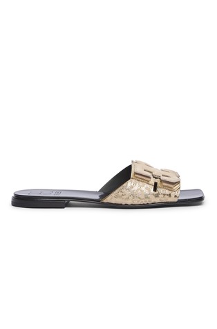 Metallic-leather flats