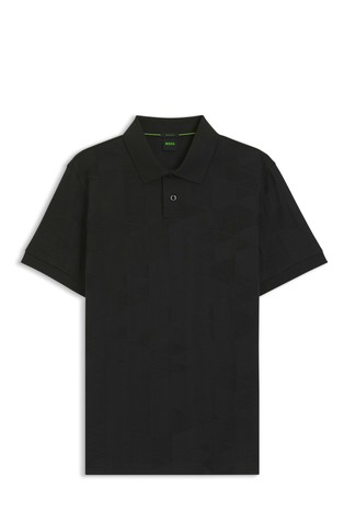 Cotton knit polo with 3D jacquard design