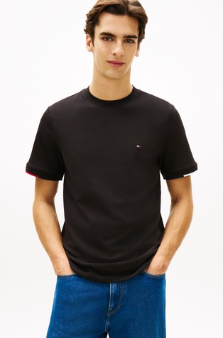 Majica iz raztegljivega bombaža z logo detajli