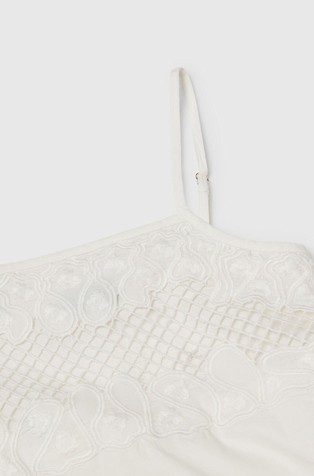 BENETTON Zvončasta obleka z vezenino Bela - Creamy White 3