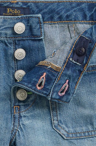 RALPH LAUREN Bombažne denim kratke hlače z našitki Modra - Blue 3