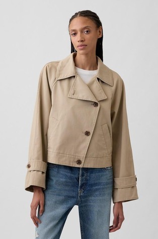Relaxed Cropped Trench Coat