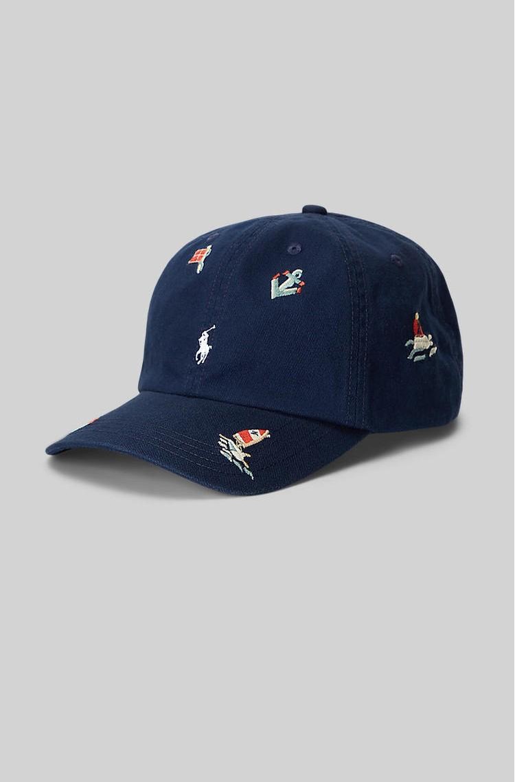 RALPH LAUREN Bombažna kapa s šiltom in navtičnimi motivi Modra - Blue 