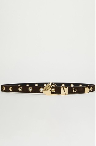 Suede belt with metal eyelets