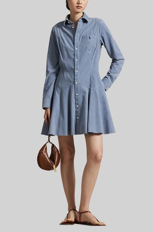 Cotton Corduroy A-line Shirtdress