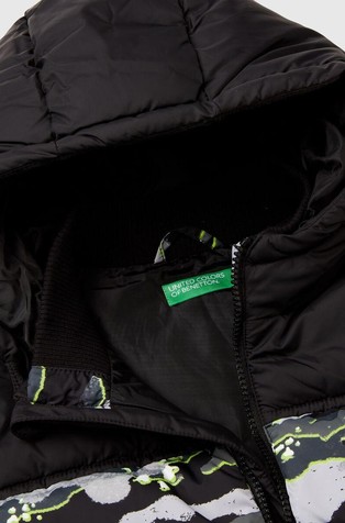 BENETTON Patterned padded vest with hood Multi 3