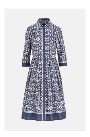 Vzorčasta bombažna srajčna obleka