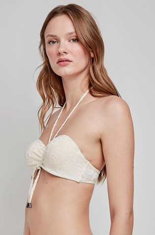 GISELA Bandeau bikini top with geometric print Beige 2