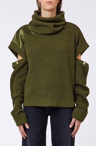 Sweater with Detachable Turtleneck  and Sleeves
