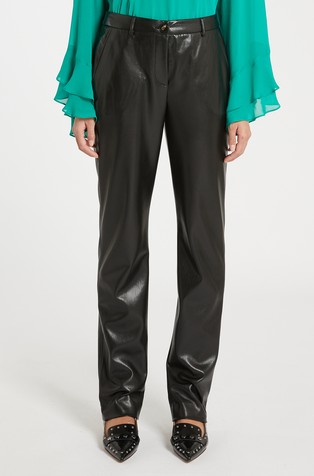 Ravne hlače iz umetnega usnja