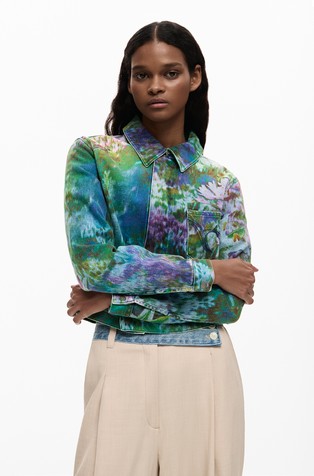 Denim jacket with floral print