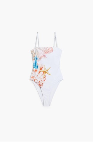 DESIGUAL Enodelne kopalke s potiskom Bela - White / Multi 6