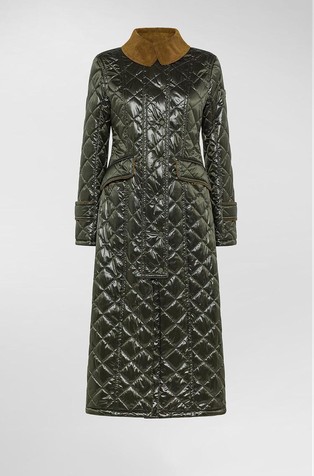 Dolga vodoodbojna prešita bunda z žametnim ovratnikom