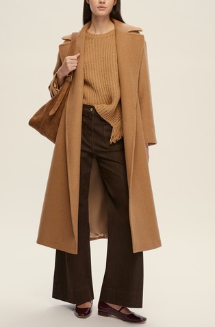 Straight fit wool-blend coat