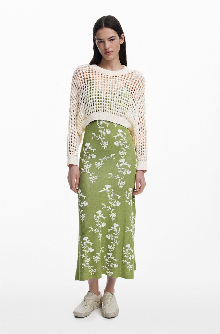 DESIGUAL 2-in-1 midi dress Green / Beige 