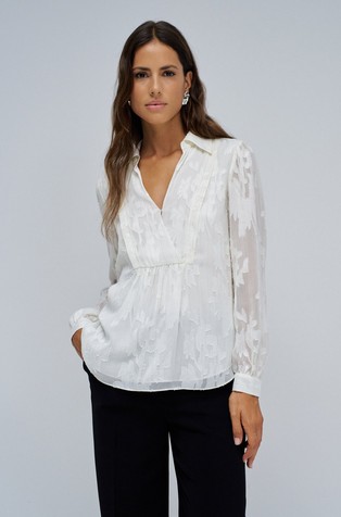 Floral jacquard blouse with lurex detail