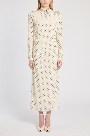 Long dress with pattern and removable rose detail