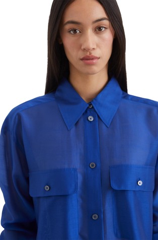 MARC O'POLO Oversized fit srajca iz liocelne mešanice Modra - Shiny Blue 3
