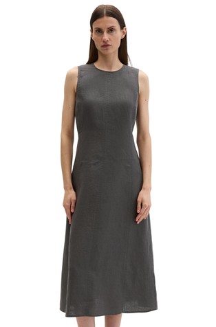 Midi sleeveless linen dress