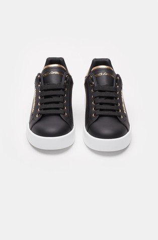 DOLCE &amp; GABBANA Portofino usnjene superge z logotipom Črna - Black 4