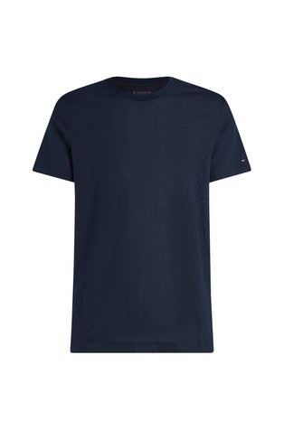 TOMMY HILFIGER Lanena majica s kratkimi rokavi Modra - Dark Blue 6