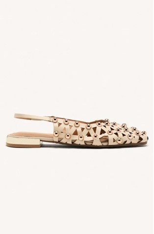 Studded leather slingback ballet flats