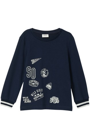 Long sleeve with print and contrasting ribbed cuffs