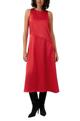 Satenasta midi obleka brez rokavov