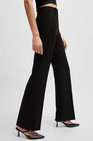 HUGO BOSS Regular-fit bootcut trousers in stretch fabric Black 2