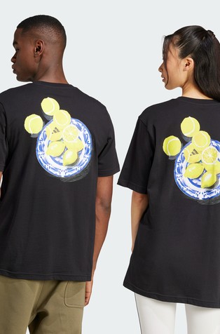 ADIDAS Lounge Still Life Lemons Back Graphic T-Shirt Black 7