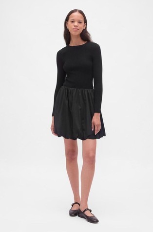 Mixed Media Bubble Mini Dress