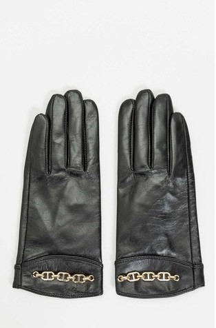 Leather gloves with logo