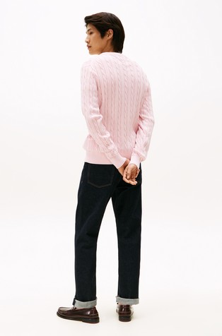 TOMMY HILFIGER Cable Knit Cotton Jumper Light Pink 2