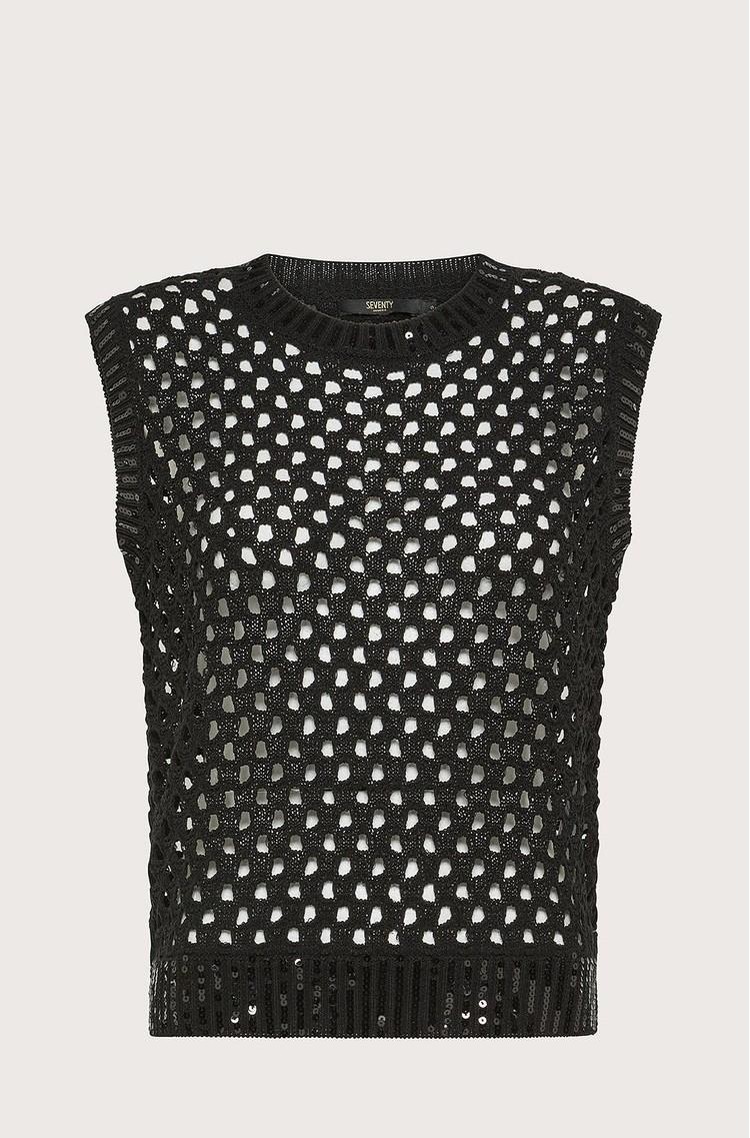 SEVENTY Openwork knitted vest Black 