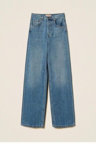 Ravne bombažne jeans hlače