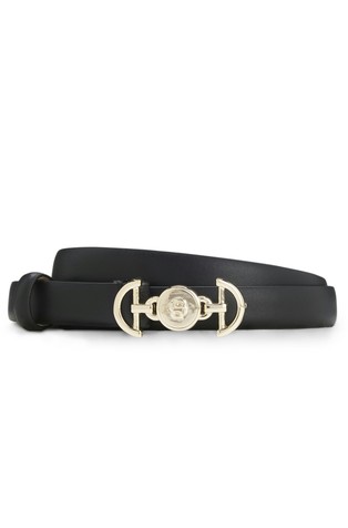 Leather belt with Double B monogram buckle