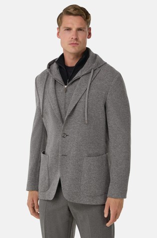 Suknjič iz volne in kašmirja z odstranljivim vstavkom s kapuco