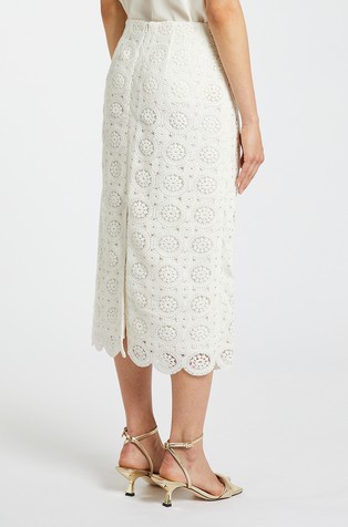 MARELLA Pencil krilo iz makramé čipke Bela - White 2