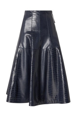 Midi faux leather skirt with crocodile print