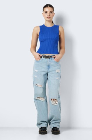 NOISY MAY NMCREE roound-neck knitted top Medium Blue 3
