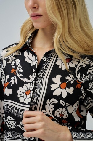 SALSA JEANS Patterned satin shirt Black / Multi 5