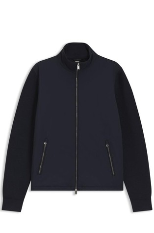 Pletena jopa s kontrastnim vstavkom spredaj