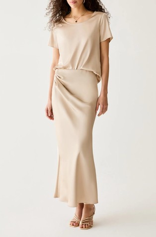 Draped satin skirt