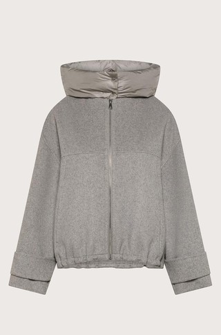 Loose fit jacket with detachable hood