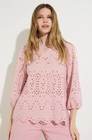 Broderie Anglaise blouse in cotton-blend