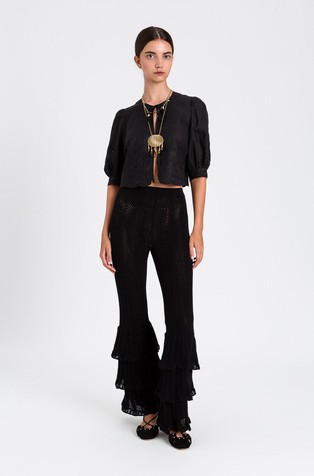 Linen and broderie anglaise shirt