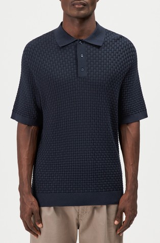 Relaxed fit pletena polo majica iz mešanice bombaža in viskoze