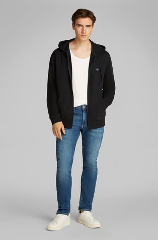 CALVIN KLEIN Cotton Zip-thru Hoodie With Logo Patch Black 3